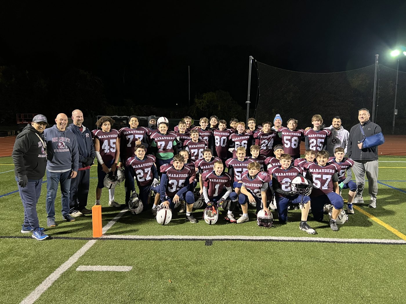 Belmont Jr. Marauders team on the field